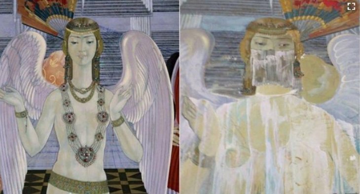 "Одетую" фреску Баходира Джалалова в театре Коканда восстановят в первозданном виде 
