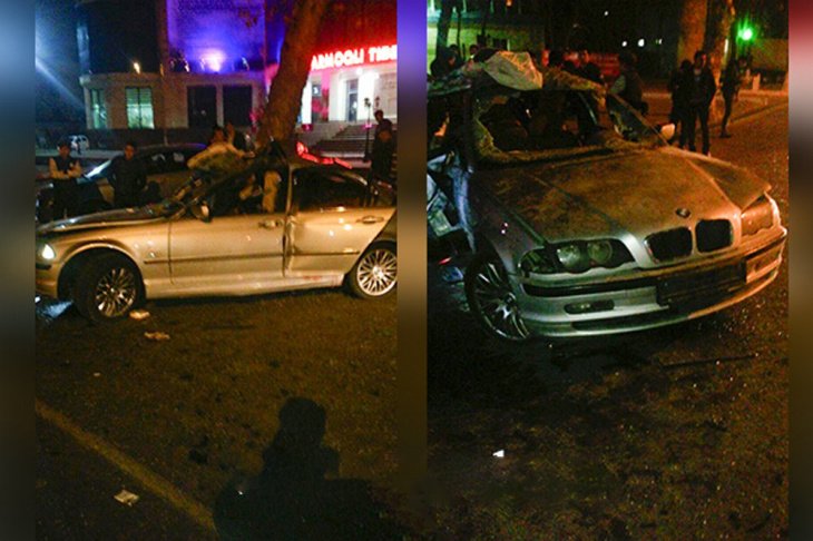 BMW врезался в дерево в центре Ташкента: по вине пьяного водителя погиб пассажир 