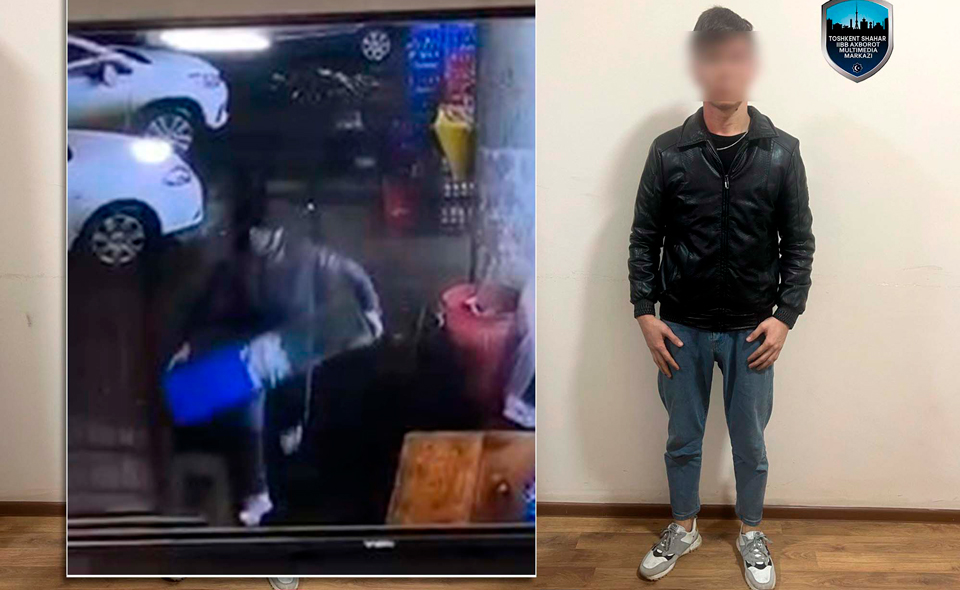 В Ташкенте молодой парень украл ящик с пожертвованиями. Видео 