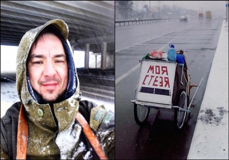 Житель Белоруссии начал пешее путешествие в Узбекистан 