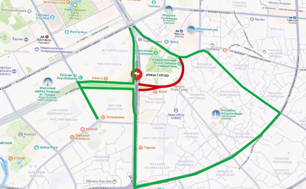 В Ташкенте на четыре дня перекроют ряд улиц и запретят движение грузовиков в центре столицы. Видео