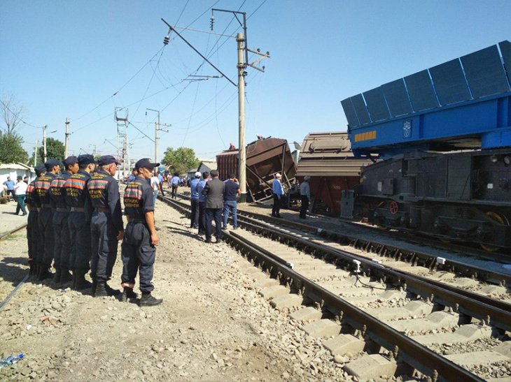 "Узбекистон темир йуллари" завершила ремонтные работы на месте схода вагонов с путей 