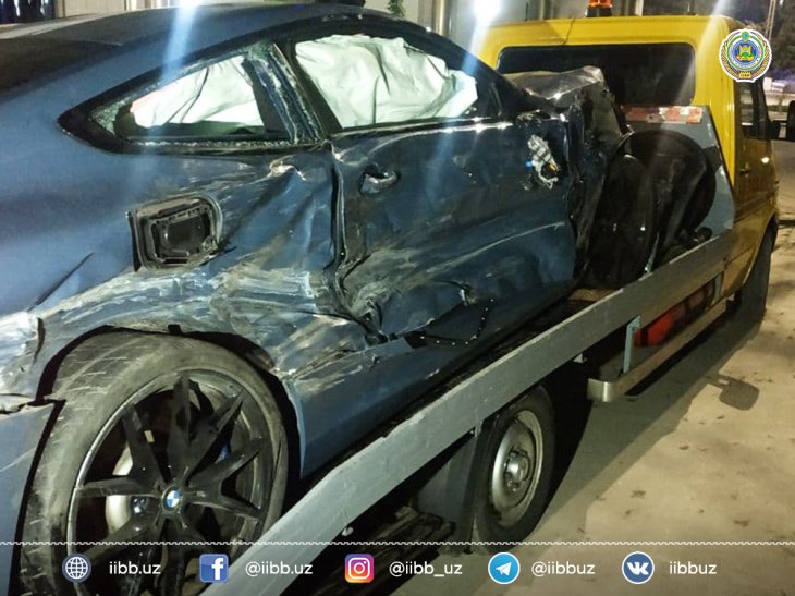 В Ташкенте произошло ДТП с участием 10 авто. 18-летний водитель BМW не справился с управлением из-за маневра другого авто  