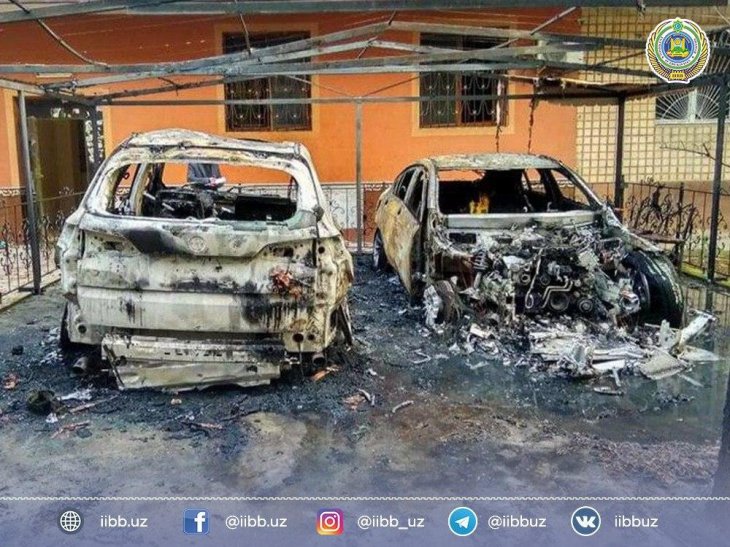 Правоохранительные органы задержали двух мужчин, которые сожгли в Ташкенте два премиальных авто за 225 тысяч долларов