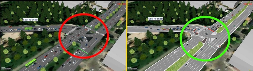 Стало известно, как изменится движение на пересечении улиц Фурката и Сеул в Ташкенте. Видео