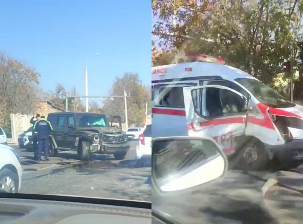 В Ташкенте "Гелендваген" столкнулся с машиной скорой помощи. Видео В Ташкенте "Гелендваген" столкнулся с машиной скорой помощи. Видео