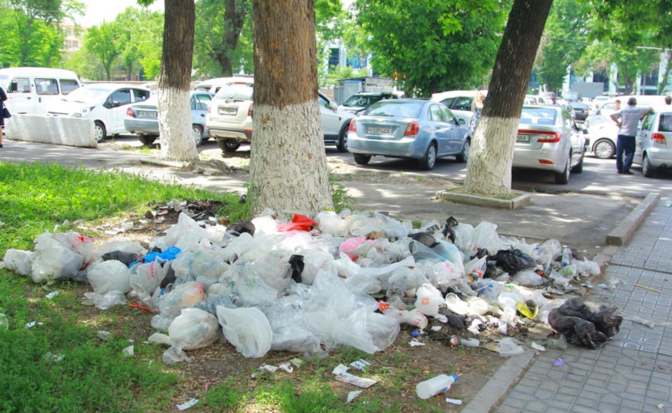 В Ташкенте проходят "мусорные" рейды. Правоохранители штрафуют тех, кто выбрасывает мусор возле домов   