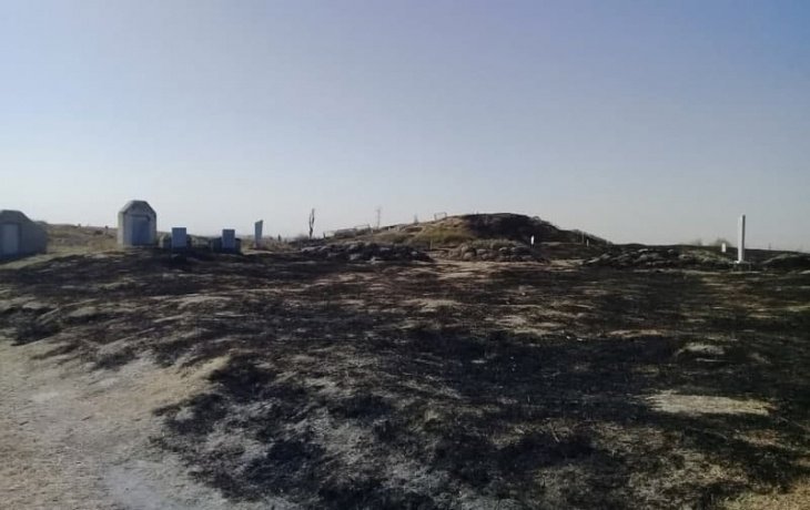На кладбище в Самаркандской области произошел пожар