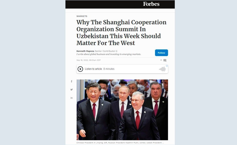 Forbes рассказал, чем ШОС важен для Запада 