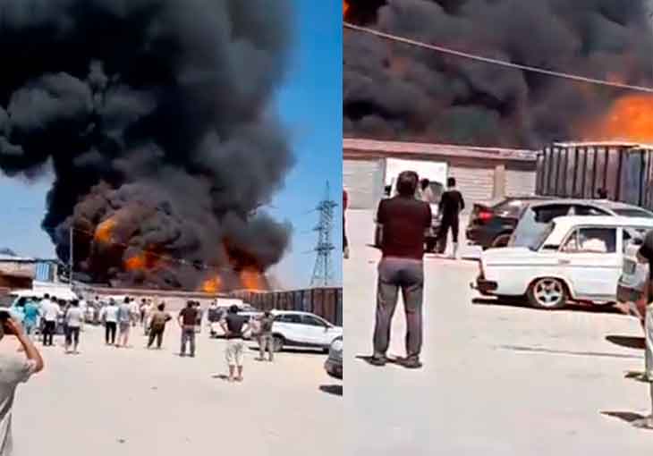 Рядом с оптовым рынком "Кукланги водий" в Ташкенте произошел пожар